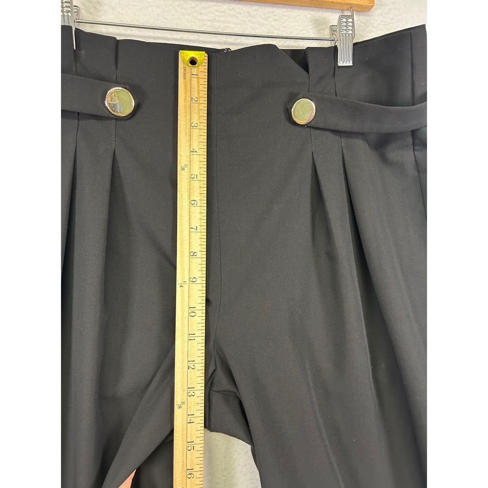 Dark‎ Academia Worthington Womens 12 Black Pleated Gold Button Wide Leg Culottes - Picture 5 of 14